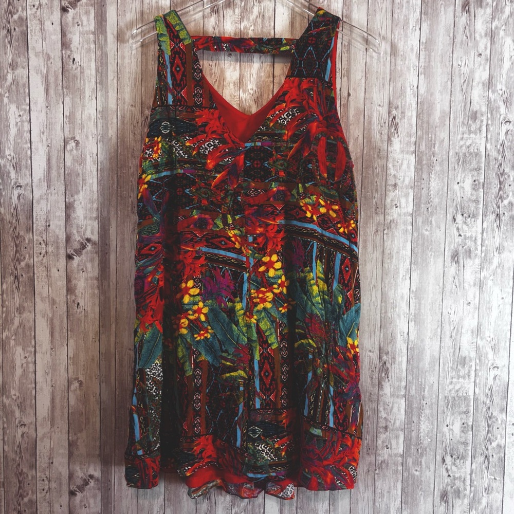 Umgee Tropical Print Sleeveless Dress